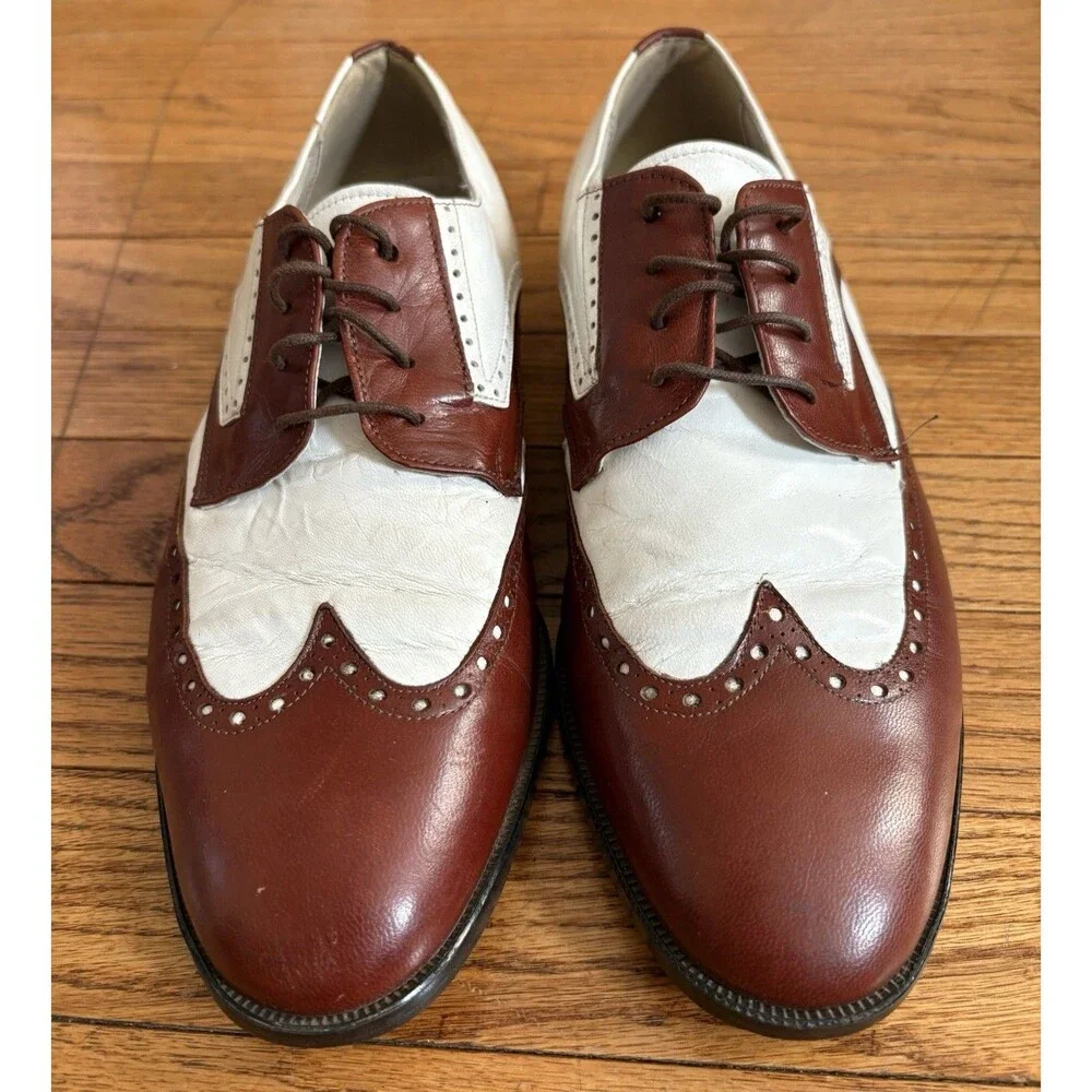 Stacy Adams True Saddle Oxford Leather Oxfords Spectator Shoes Size 8.5 Vintage